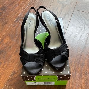 Kelly & Katie Black Satin Heels size 7 1/2